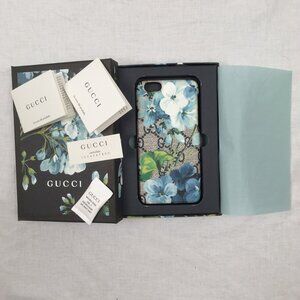 NEW $495 Gucci GG Blooms iPhone Case!  iPhone 6 6S 7 8  Blue Floral Design
